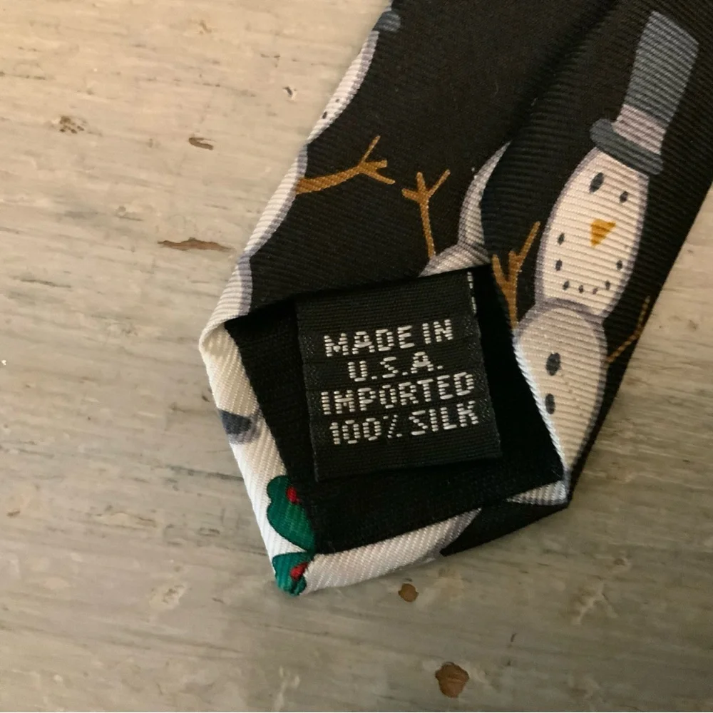 Save the Children Collection 100% Silk Snowman‎ Holiday Christmas Tie Like New